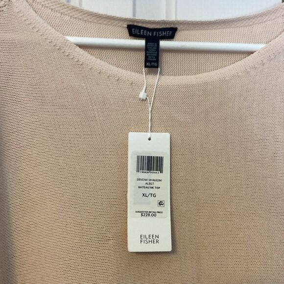 NEW Eileen Fisher organic cotton nylon bateau neck bell sleeve cream top size XL - Picture 4 of 9